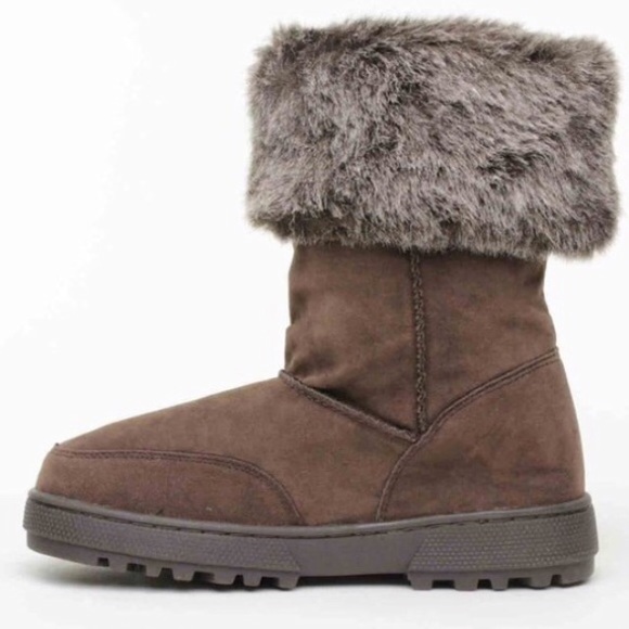 NIB $70 RAMPAGE Faux Fur Cuffed Boots BROWN Sz 9 - Picture 5 of 8